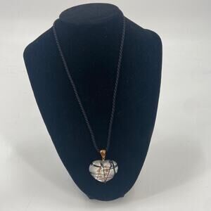 Blown glass bubble heart pendant necklace